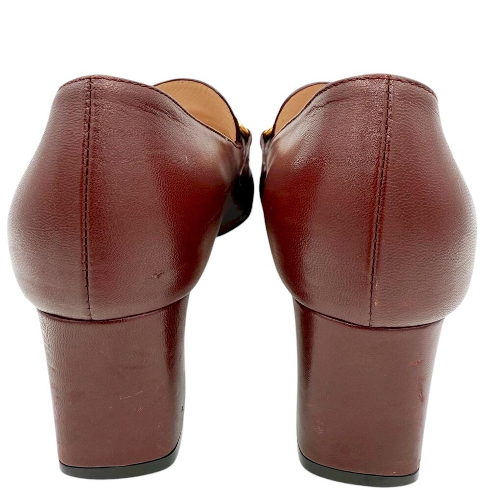 Gucci Zumi Interlocking GG Loafer Pumps EU 37 US 7 Bordeaux Burgundy Block Heel - Picture 10 of 16